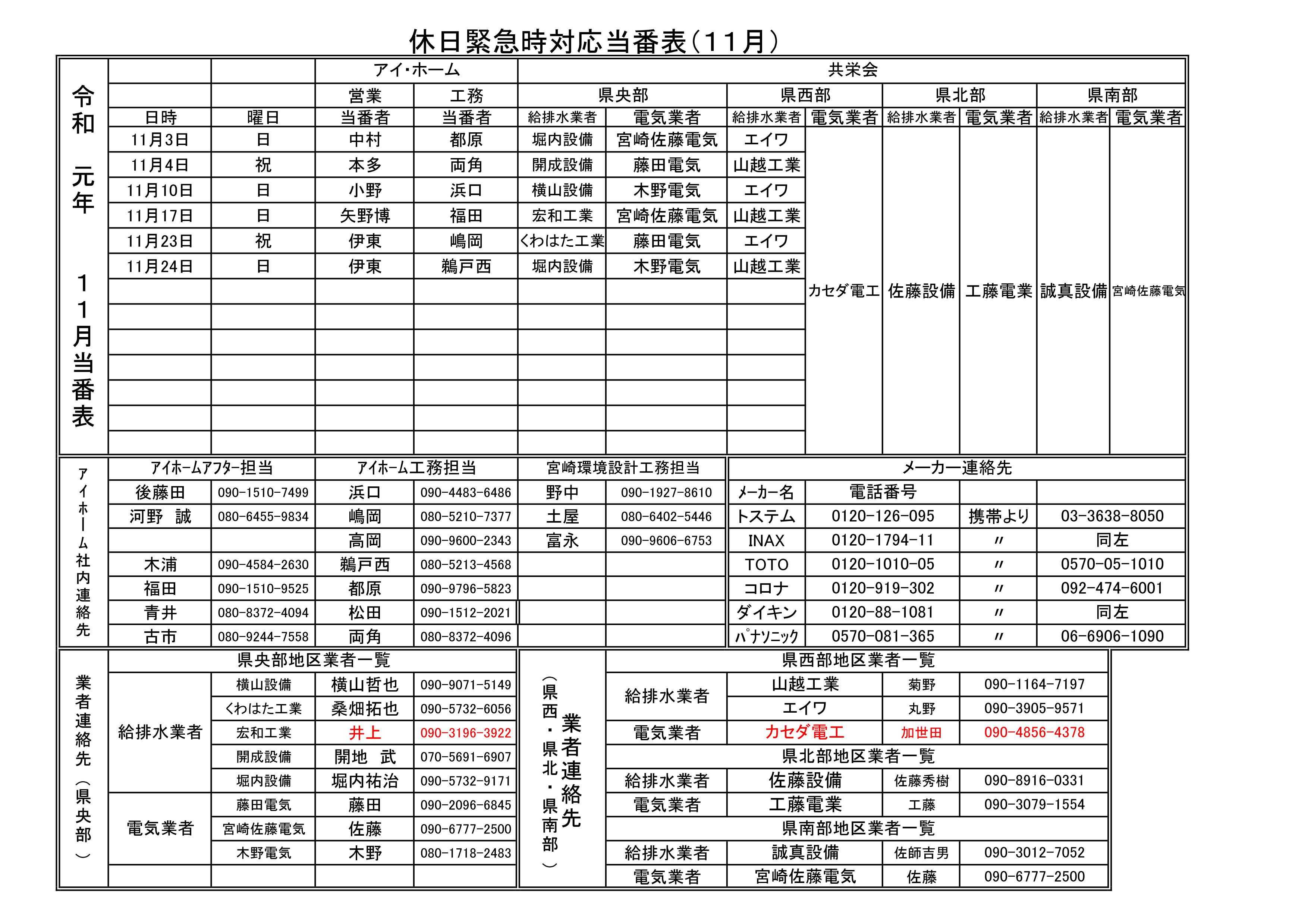 休日緊急時対応当番表（令和元年１１月）_01